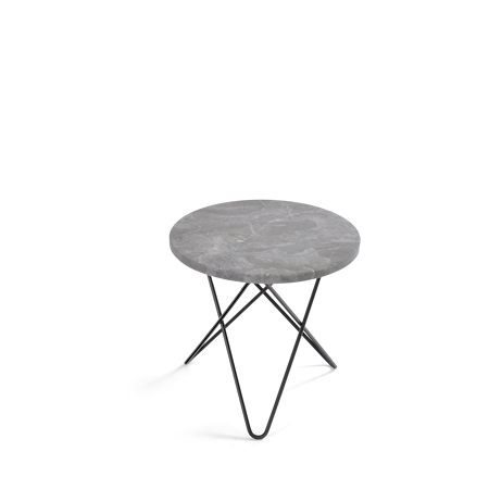 Mini O Table Grå Marmor med Svart Ram Ø40