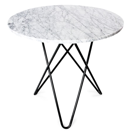 O Table Matbord Svart/Vit Marmor Ø100