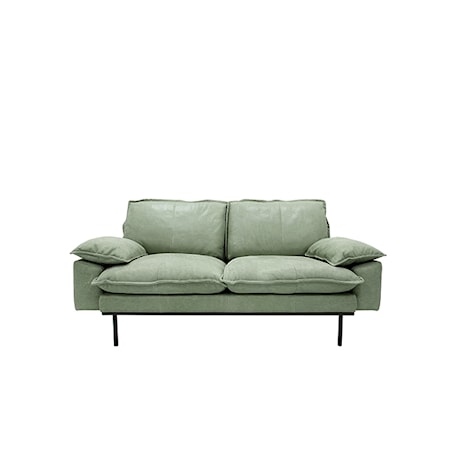 Retro Soffa Läder 2-sits Mint Grön