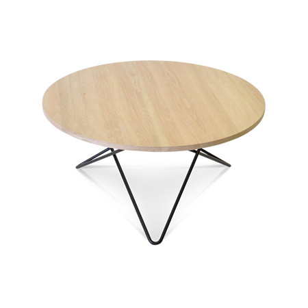 O Table Ekträ med Svart Ram Ø80