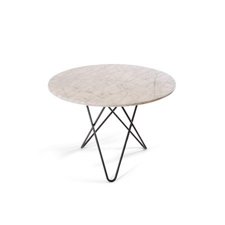 Large O Table Vit Marmor med Svart Ram Ø100