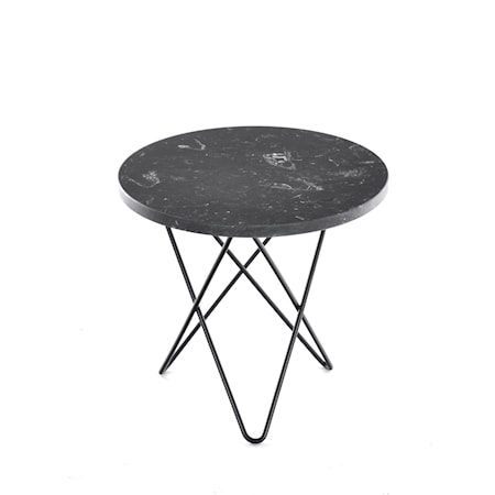 Mini O Table Svart Marmor med Svart Ram Ø40