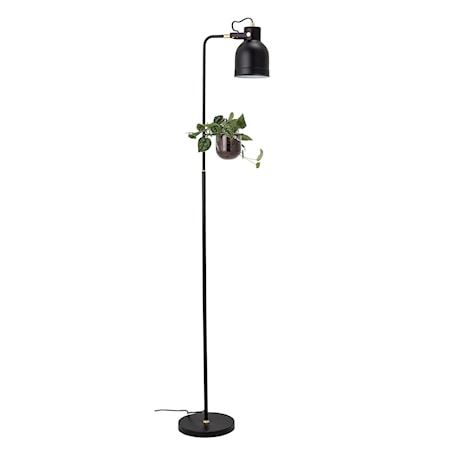 Golvlampa Svart Metall med blomkruka