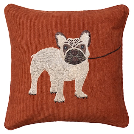 French Bull Dog Kuddfodral Sammet Rost 50x50 cm