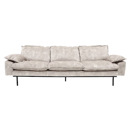 Retro Soffa Sammet 4-sits Cream Vit