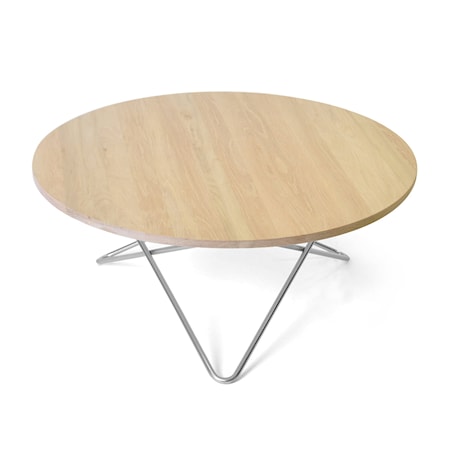 O Table Ekträ med Rostfri Stålram Ø80