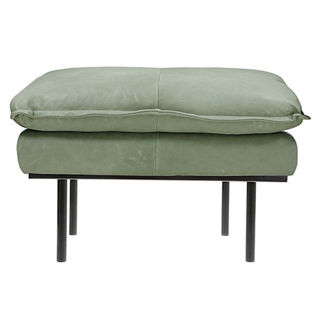 Retro Soffa Läder Hocker Mint Grön