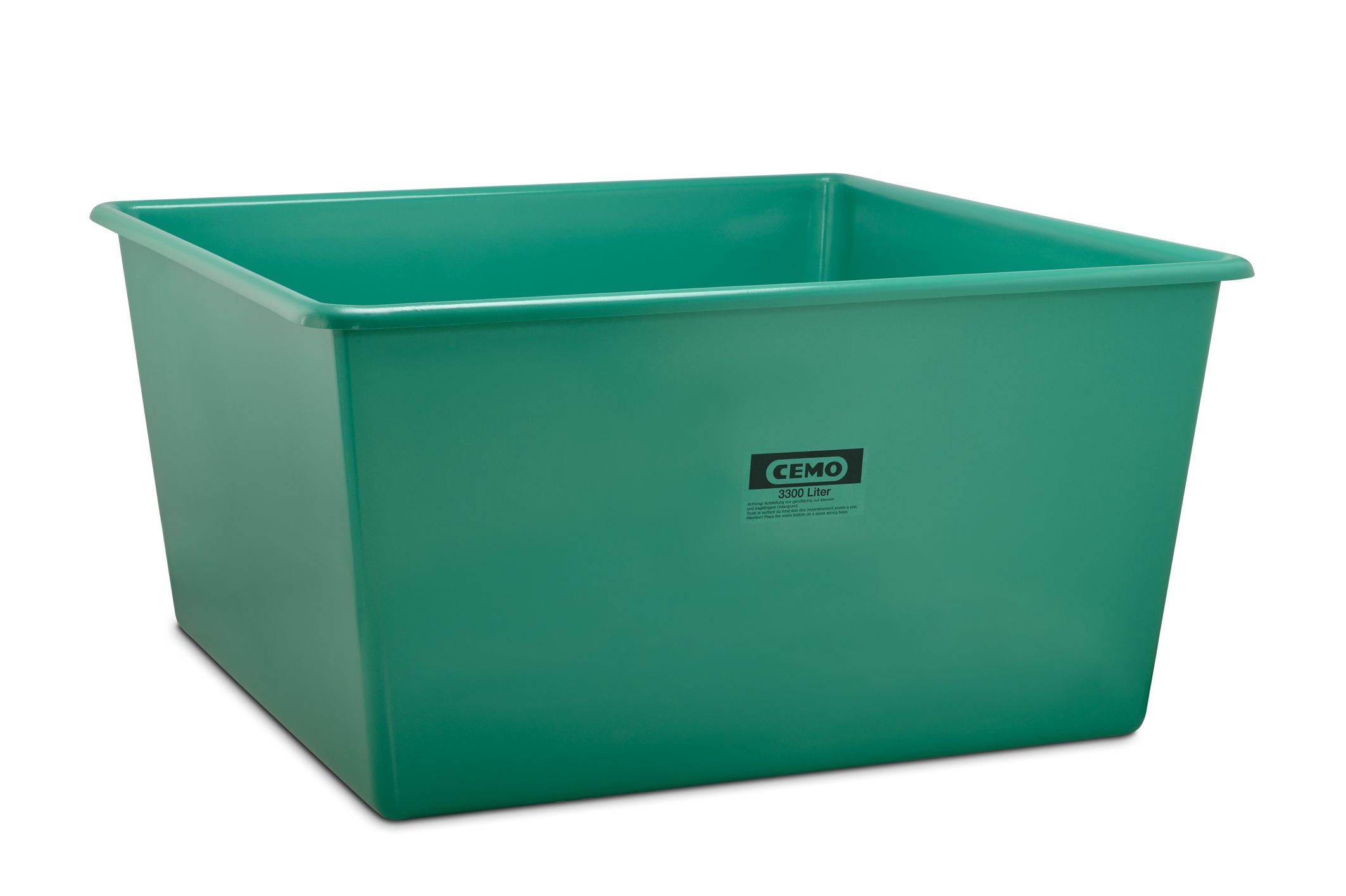 Rektangulär behållare av GRP, standard, grön, 3300 liter-image