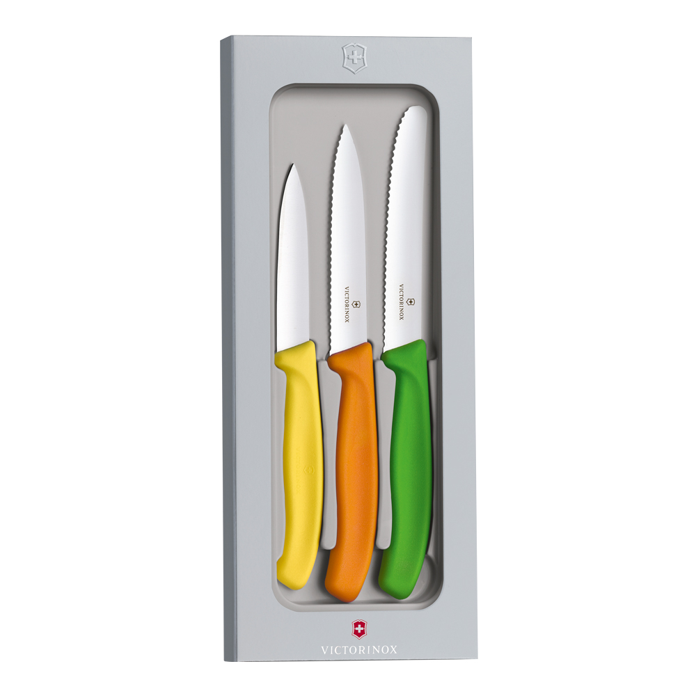 Swiss Classic Skalknivsset 3 knivar med färgade handtag 