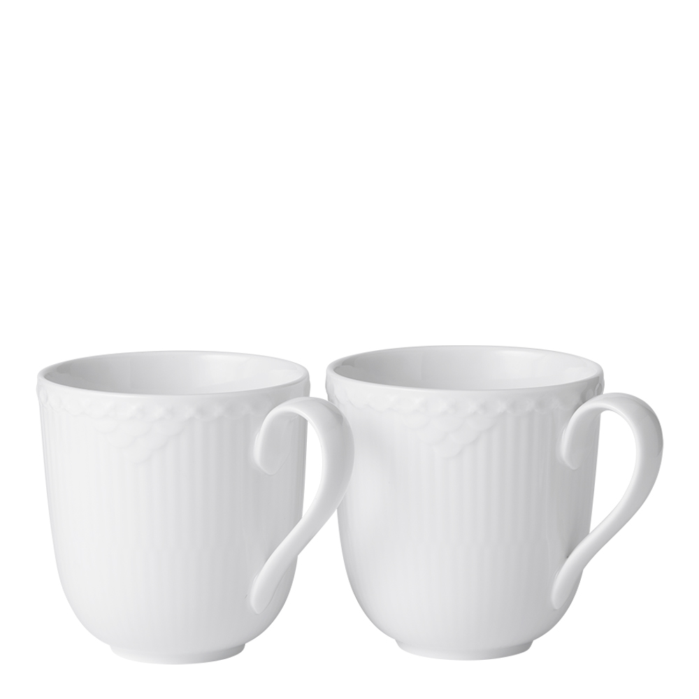 Läs mer om White Fluted Half Lace Mugg 37 cl 2-pack