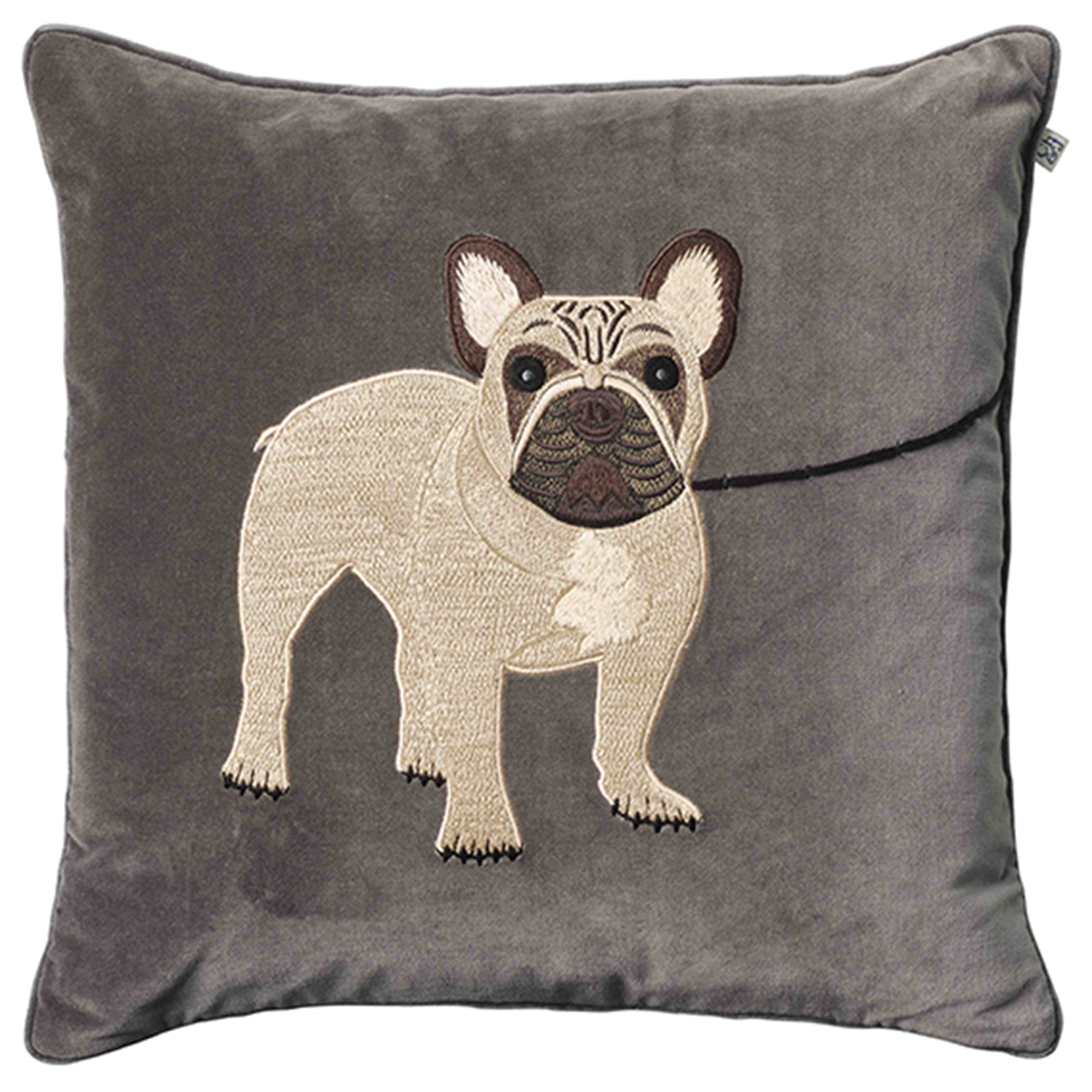Embroidered French Bull Dog Cushion Cover, 50x50 cm - Chhatwal ...
