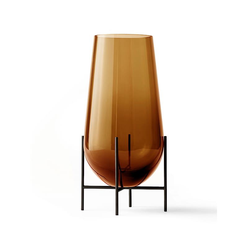 Echasse Vase L, Amber/Bronzed Brass