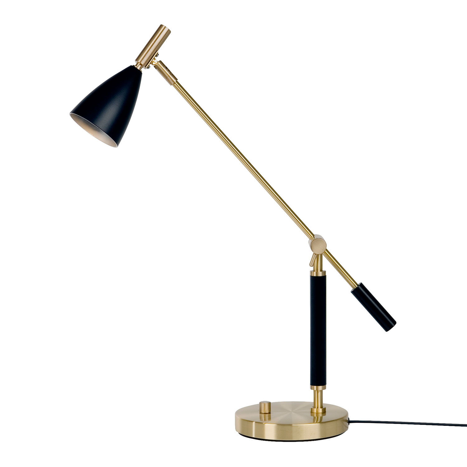 black and brass table lamp